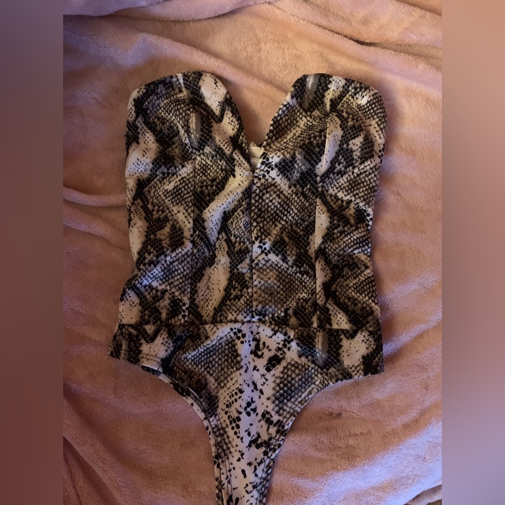 Snakeskin Bustier Bodysuit